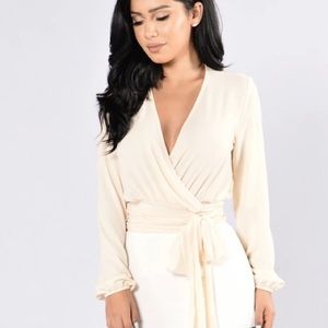 Beige cream wrap crop top